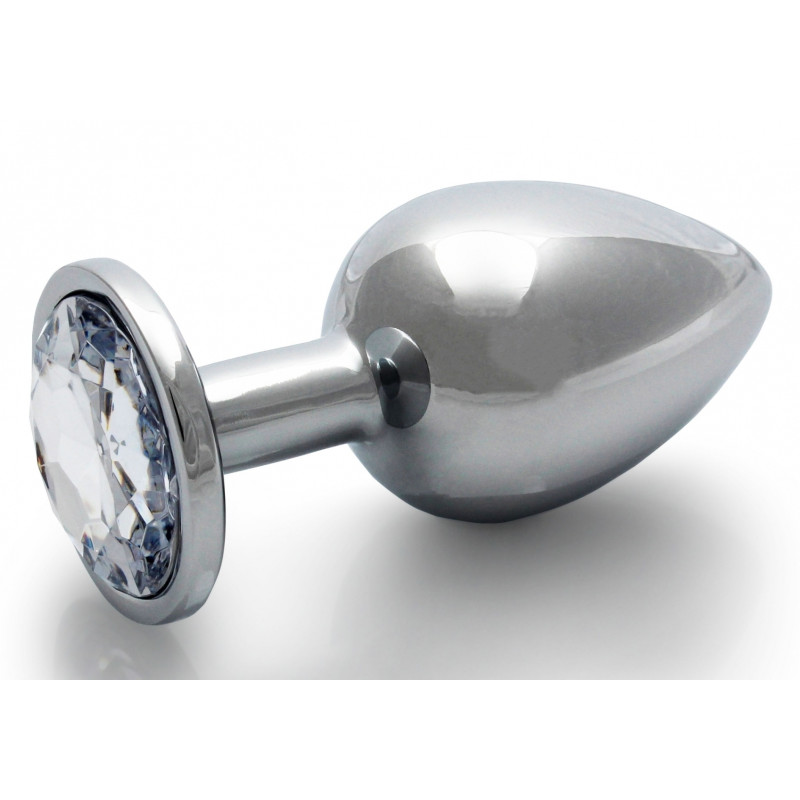Ouch! Bijou anal Round Gem L 8 x 4cm Argenté-Transparent 